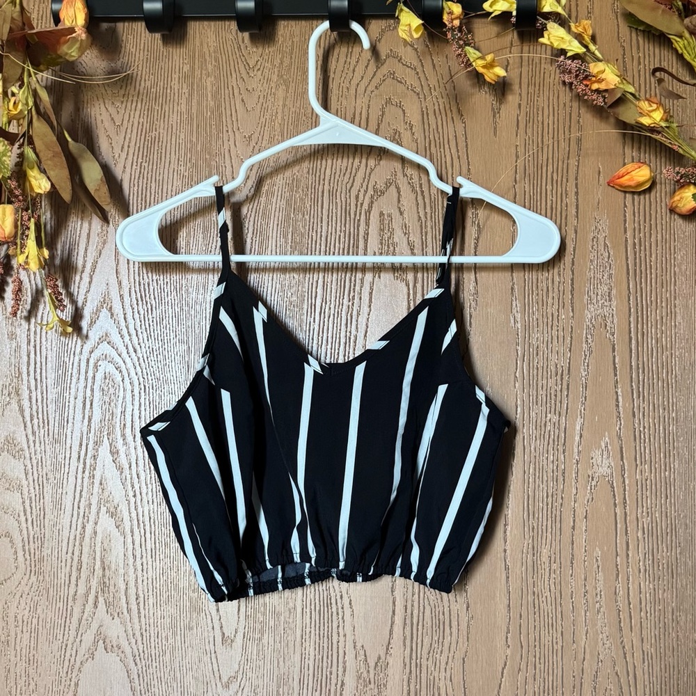Black and White Striped Women's Top